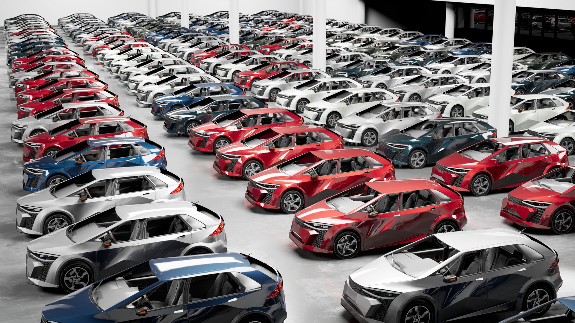 New cars at the factory